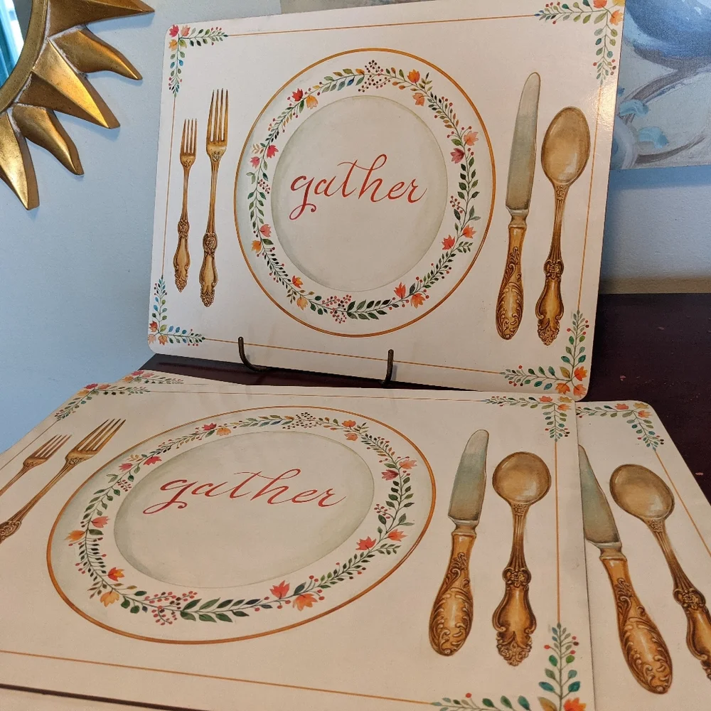 Benson Mills Cork Backed Placemats 4 Inc. Gather Plate & Utensils